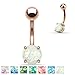 {White} Prong Glitter Synthetic Opal Rose Gold IP Surgical Steel Navel Belly Button Ring 14GA (Sold Ind.)