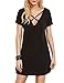 Haola Women's Cross Front Deep V Neck Mini Dress Short Sleeve Casual T-Shirt Dress L Black