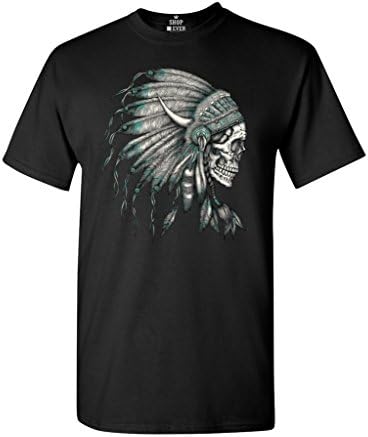 New Skull Headdress T-shirt Native American Shirts X-Large Black #16919