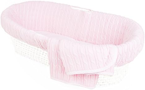 Tadpoles Cable Knit Moses Basket Bedding Only, Pink