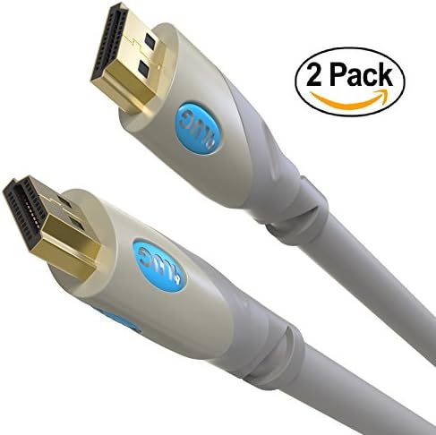 PlugLug High Speed HDMI Cable with ARC Ethernet (3ft) Newest Standard - Supports 4K, 1080p, 3D, Audio Return, Full HD and Ultra HD - Grey (2 Pack)
