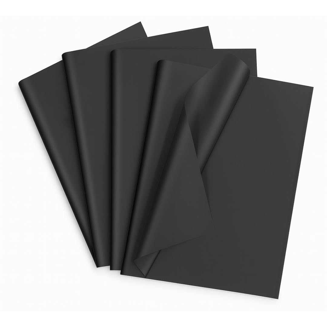 ezkart | 50pk Assorted Coloured Large Size of Acid Free Tissue Paper Ideal for Gift Paper Sheets for Packaging | Dimension: 20''(W) x30''(L) (Black, 50pk)