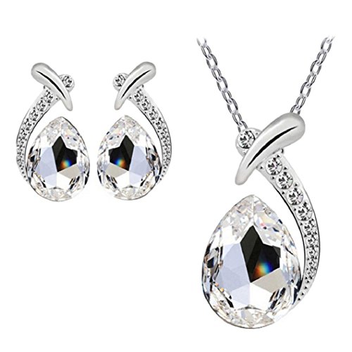 image for Nobio Women's Shiny Crystal Rhinestone Silver Plated Pendent Chain Nec