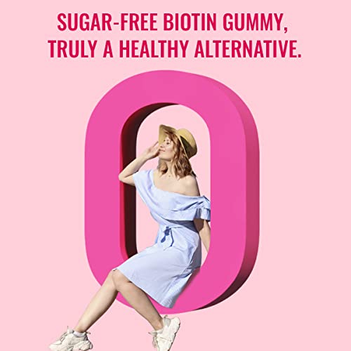 VEGEPOWER Biotin 10000mcg Hair Growth Gummies Sugar Free Vegan Vitamins Supports Healthy Skin and Nails Non-GMO Multivitamin Supplement for Women Men Strawberry 60Count