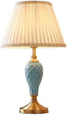 Eye Caring Table Lamps American Style Table Lamp White Silk Lace Lamp Shade Living Room Hotel Copper Table Lamp Blue Carved Ceramic Lamp Body Bedroom Bedside Lamp Desk Lamps Buy Online At Best
