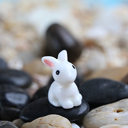 IYSHOUGONG 2 Pairs Miniature Fairy Garden Rabbit Doll House Animal Figure for DIY Fairy Garden Dollhouse Decor - Thumbnail 6