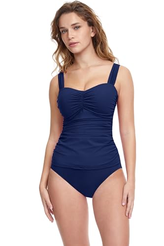 Profile by Gottex Women’s Standard Sweetheart Cup Sized Tankini Top Swimsuit, Tutti Frutti Navy, 38D