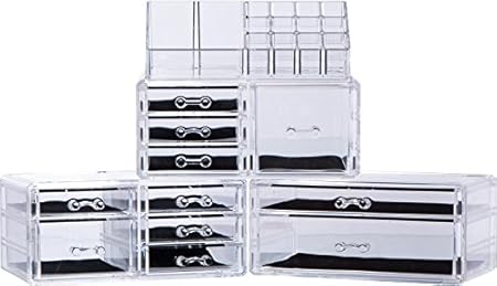 Large 9 Tier Clear Acrylic Cosmetic Makeup Storage Cube Organizer