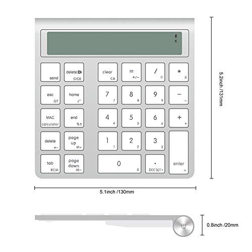 Cateck 2-in-1 Aluminum Bluetooth Wireless Smart Keypad & Calculator Combo for Apple Wireless Magic Keyboards[ 2 AAA Batteries Included] - Thumbnail 4
