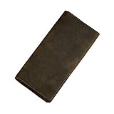 Itslife Men Vintage Look Genuine Leather Long Bifold Wallet