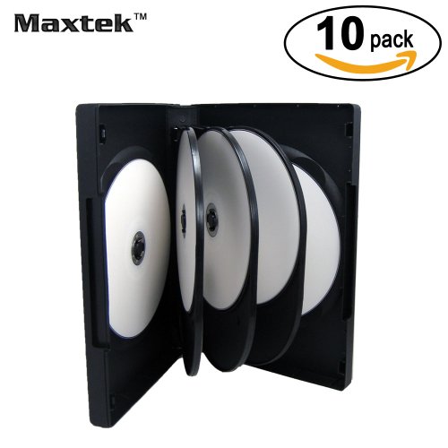 Maxtek black 8 disc dvd cases with 3 flip trays and out…