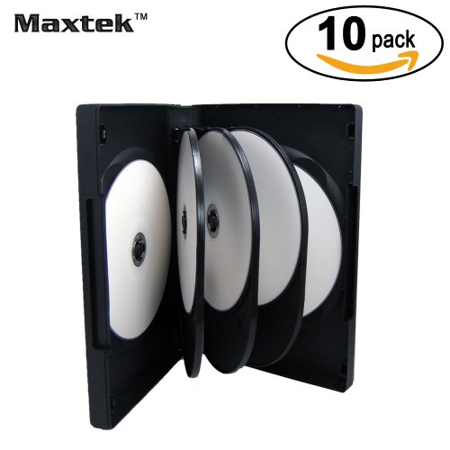 UPC 610696499493, Maxtek Black 8 Disc DVD Cases with 3 Flip Trays and Outter Clear Sleeve, 10 Pack