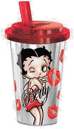 Betty Boop "Kiss" 16 Ounce Insulated Acrylic Tumbler Cup ~ Flip Top Spout