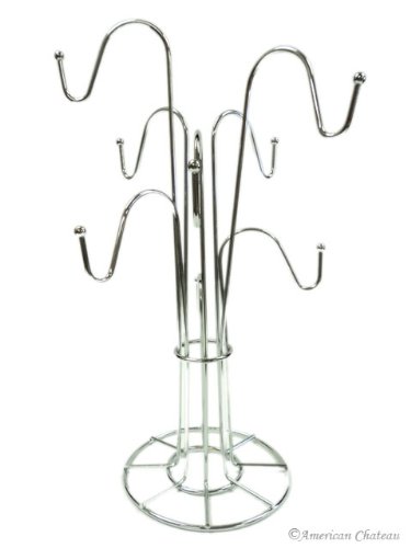 Large Chrome 8 Cup Rack Coffee Mug Cup Tree Stand - Thumbnail 3