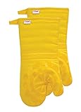 T-fal Textiles 97170 2-Pack Medallion Design 100-Percent Cotton and Silicone Oven Thumb Mitt, Lemon, 2 Pack