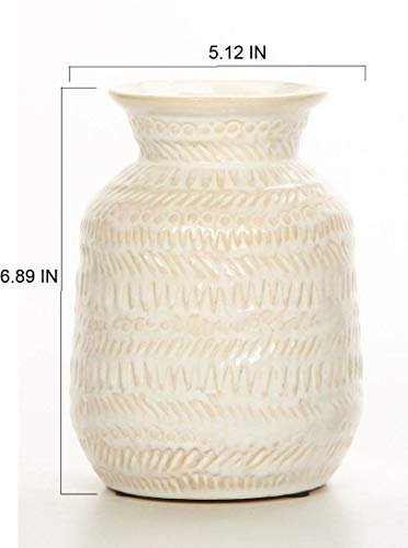image for Hosley 7 Inch High Decorative Cream Ceramic Vase Ideal Gift for Weddin