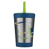 Contigo Stainless Steel Spill Proof Kids Tumbler with Straw, 12 oz, Granny Smith with Rocket Design