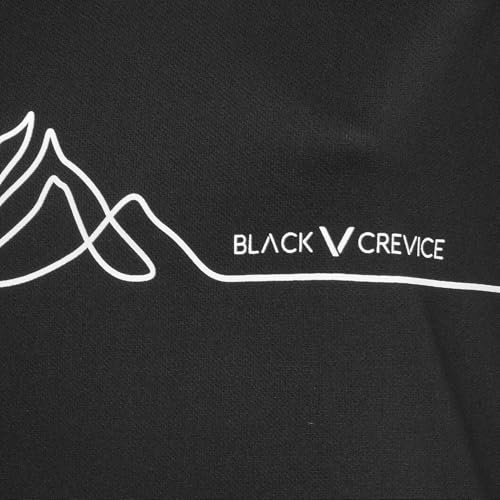 Black Crevice Women's Functional V-Neck Short Sleeve T-Shirt, 100% Polyester, Antibacterial, Breathable and Quick Dry