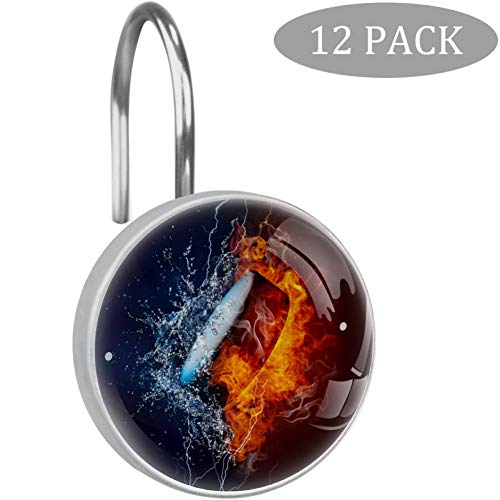 LORVIES Ice Hockey Puck Curtain Hooks Set of 12, Stainless Steel Shower Hooks Decorative Hanger Rings Rust Resistant for Bathroom Kids Room Fashion Home Decor