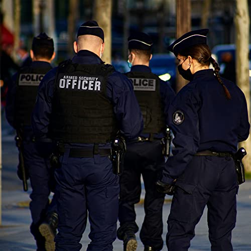 Armed Security Officer Embroidered Patches Hook and Loop, Durable Fabric Police Patch for Officer Guard Uniforms Vest, Jacket, Carrier, Hat, One Small and One Large Black