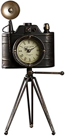 Decorations MMM- Retro Camera Model, Continental Watch Clock Ornaments Creativity Living Room Bedroom Iron Silent Clock Table Clock (Size: 24 * 19 * 49cm) (Color : Bronze)