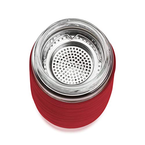 Emsa N20804 Tea Mug Teebecher aus doppelwandigem Glas | 0,4 Liter | herausnehmbares Sieb | BPA-Frei | 100% dicht | auslaufsicher | spülmaschinengeeignet | 360°-Trinköffnung | Rot – Bild 8