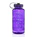 Motivational bottle 34oz Fitness Workout Sports Water Bottle with Unique Timeline | Measurements | Goal Marked Times For Measuring Your Daily Water Intake, BPA Free Non-toxic Tritan (purple)