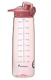 BONISON Sports Bottle Water With Flip Top Lid Leak Proof Bpa Free Drinking Water Bottle, for Travel Yoga Running Outdoor Cycling and Camping, 36 oz., Pink