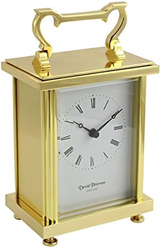 Gold Flat Brass Quartz Carriage Clock by David Peterson