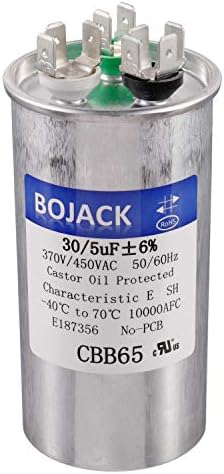 BOJACK 30+5uF 30/5MFD ±6% 370V/440V CBB65 Dual Run Circular Start Capacitor for AC Motor Run or Fan Start or Condenser Straight: Home Audio & Theater