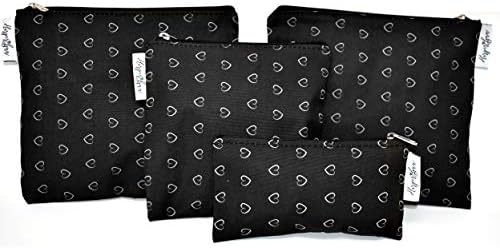HarperLynn Reusable Sandwich Bag Set - 4 Eco Friendly Snack Bags with Zipper for Kids and Adults - Heart Print - Save Money and Help The Environment with These Dishwasher Safe Zip Lock Baggies