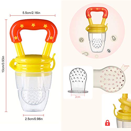 Baby Fresh Food Feeder 3Pack Fruit Silicone Nipple Teething Toy Reusable Aching Gums Pacifier Yellow