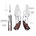 KUBEY Folding Pocket Knife with Wooden Handle Drop Point Shaving Sharp Blade Thumb Hole One Hand Opening for Outdoor Hunting Camping Tool (DM083-1)