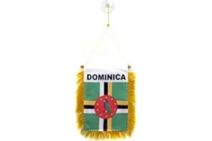 AZ FLAG - Dominica Mini Banner - 6'' x 4'' - 100% Polyester Dominican Small Pennant for Car - Double-Sided Flag with Suction 
