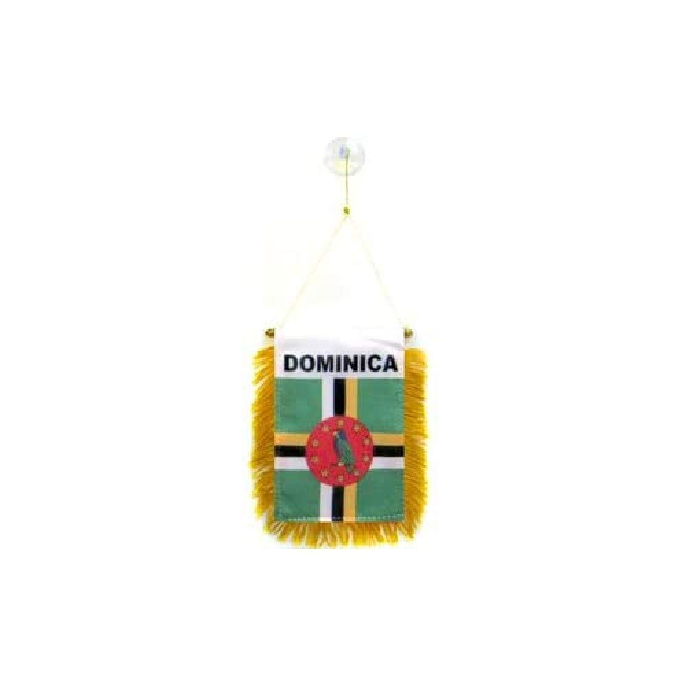 AZ FLAG - Dominica Mini Banner - 6'' x 4'' - 100% Polyester Dominican Small Pennant for Car - Double-sided Flag with Suction Cup Hanger — image 1
