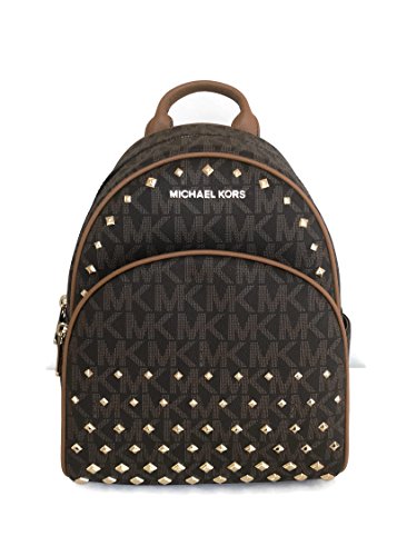 Michael Kors Abbey Medium Brown Studded Backpack Mk Signature Stud