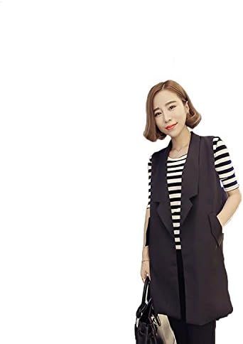Amazon Vcbpq レディース ベスト ジレ 袖なし 無地 前開き トップス ノーカラーロングベスト ブラック4xl ベスト 通販