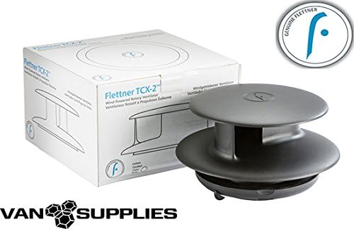 Flettner TCX-2 Rotary Van Wind Driven Roof Vent - Standard Base - Black