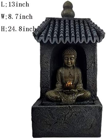 Statues Desktop Decoration,Tabletop Fountain Tabletop Zen Fountain Buddha Fountain Water Ornaments Desktop Electric Fountain led Business Gifts-A