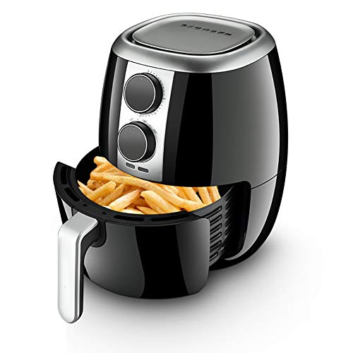 Click Here to See More Images New air fryer, 1400W household intelligent electric fryer, 4.5L large capacity fries machine, black,Containing Recipes,Healthy Cookware Food Oven (Size : 4.5L)