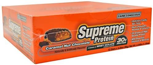 Lone Star Distribution SUPRLRBA0012CARABR Supreme Protein Supreme Protein Bar Caramel Nut Chocolate 12 ct