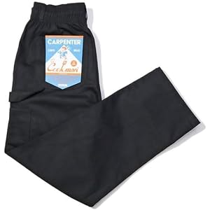 COOKMAN Carpenter's Pants : Black, Relaxed Fit Kitchen & Street Use, Carpenter Utility Design, Hammer Loop and Belt Loops :