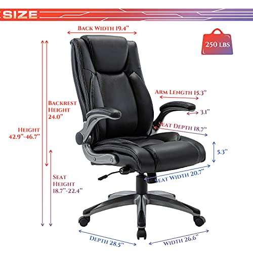COLAMY High Back Office Chair with Flipup Arms, Executive Computer