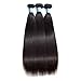 Brazilian Virgin Straight Human Hair 3 Bundles With Lace Closure BLY Unprocessed Hair Extensions Weave With 4x4 Lace Frontal Closure Silky Straight Natural Black Color(20