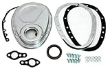 Racer Performance Chevy Small Block 283-305-327-350-400 Steel 2-Piece Timing Chain Cover Set - Chrome