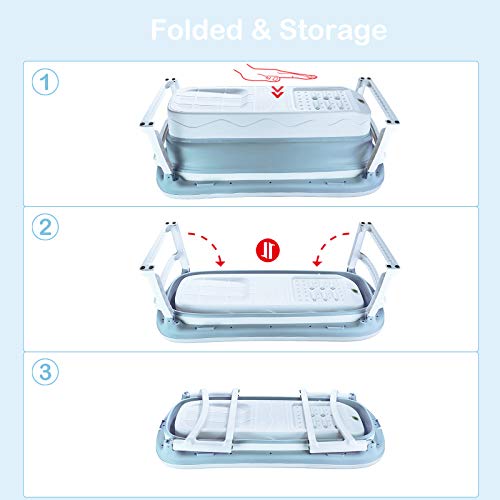 Large Portable Foldable Bathtub Soak 3-Stage Tub for Adult/Children/Toddlers Efficient Maintenance of Temperature Bath Tub SPA & Foot Massage EuroBath Plastic Non-slip Blue 47 inches