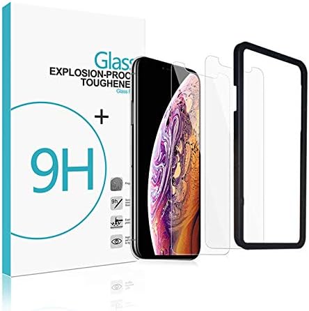 JustCube 2 Pack iPhone XS MAX Transparent Premium Tempered Glass Screen Protector with Applicator for easy install - Bubble Free - Case Friendly - Anti Scratch - 9H Hardness - iPhone XS MAX 6.5"