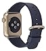 JSGJMY Apple Watch Band 38mm Genuine Leather Loop with Gold Metal Clasp for iWatch Series 2/Series 1/Edition/Sport(Navy+Golden Buckle,38mm)