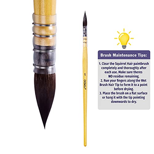 OOKU Professional Quill Brushes 4 Pc Real Squirrel Hair Blend