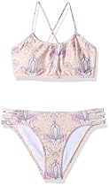 O'Neill Big Girls' Darby Halter Top Swimsuit, Sunkissed/Pch, 7